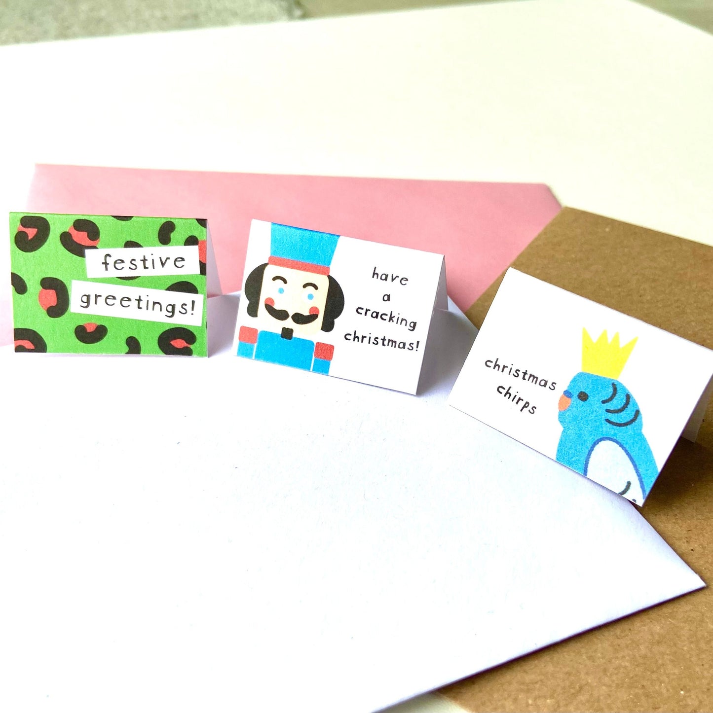 Tiny Blue Budgie Christmas Card