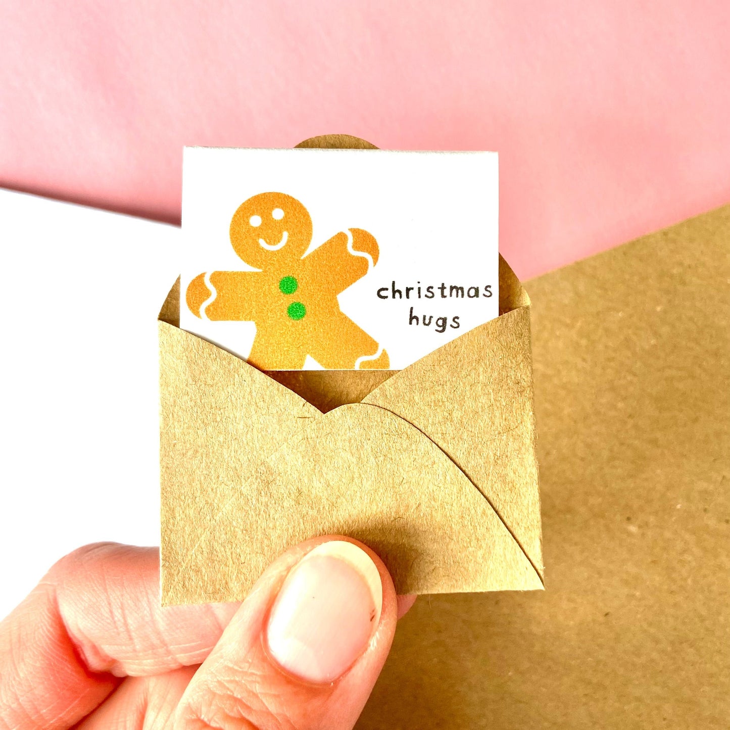 Tiny Christmas Card Set - Polar Bear/Yule Log/Gingerbread Person