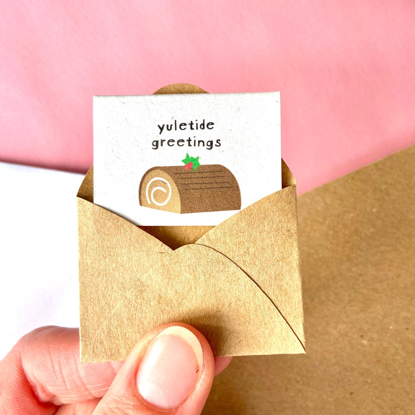 Tiny Christmas Card Set - Polar Bear/Yule Log/Gingerbread Person