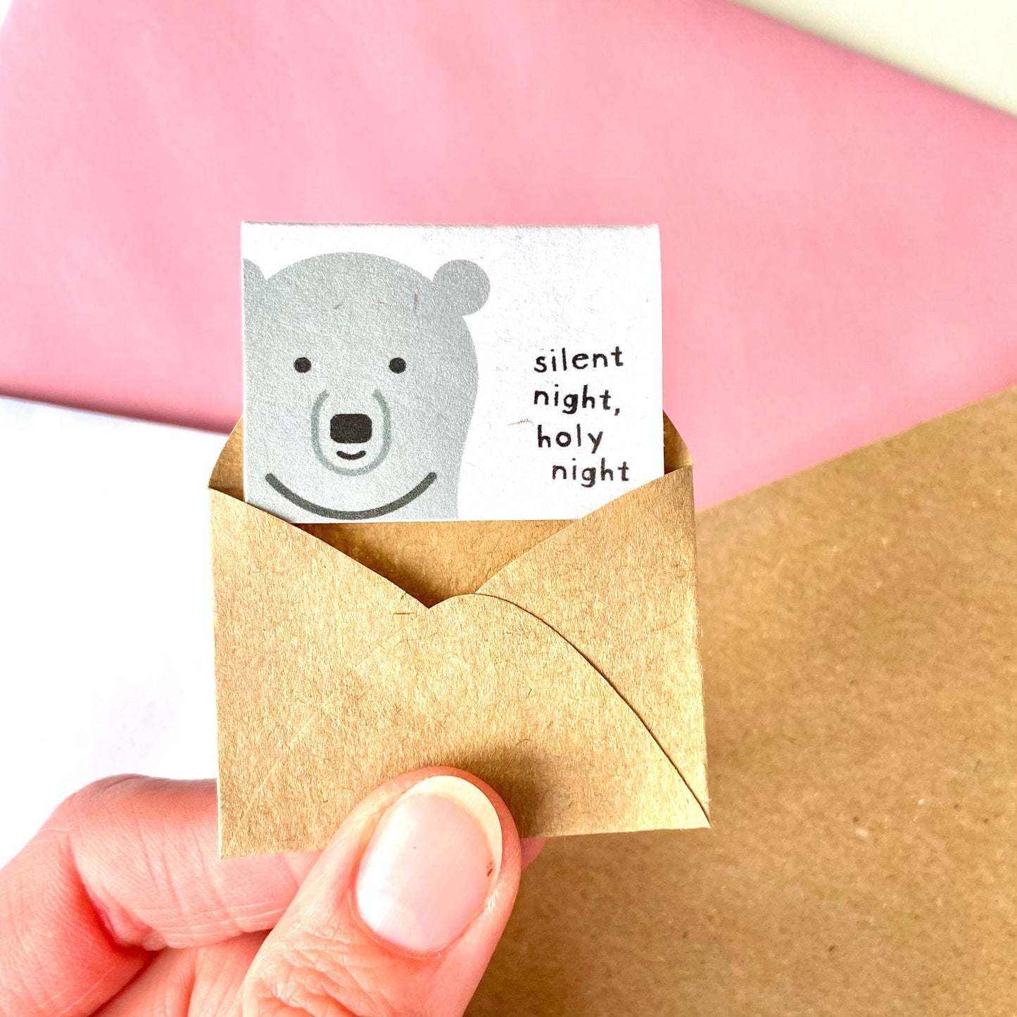 Tiny Christmas Card Set - Polar Bear/Yule Log/Gingerbread Person