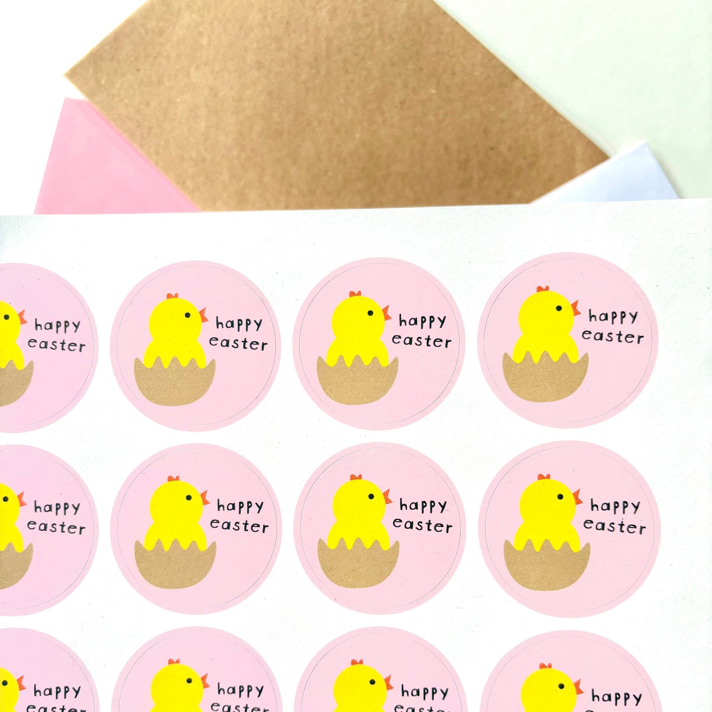 40mm Chick Happy Easter Stickers