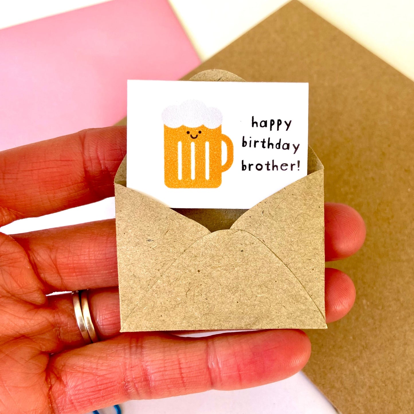 Tiny Brother Beer Birthday Card