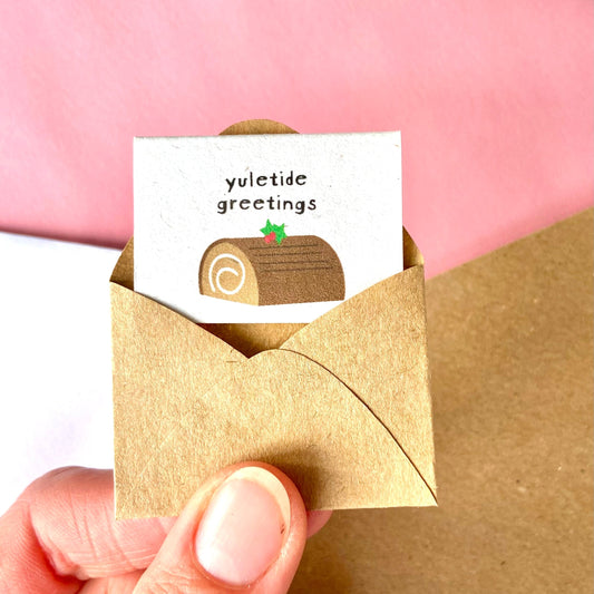 Tiny Yule Log Christmas Card