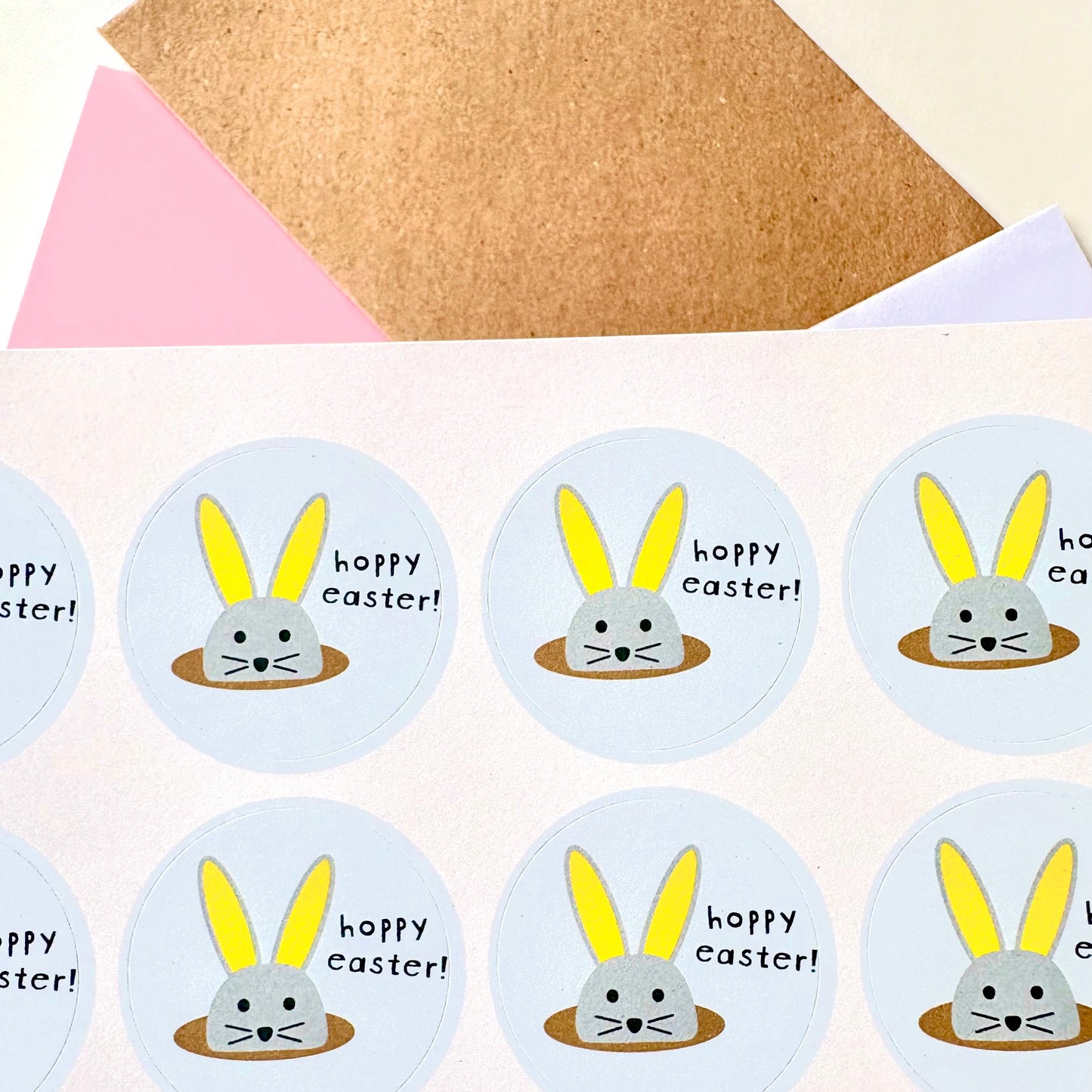 40mm Bunny Happy Easter Stickers