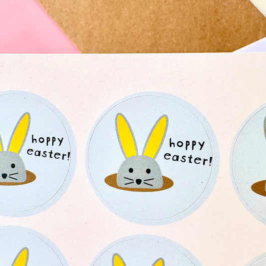 40mm Bunny Happy Easter Stickers
