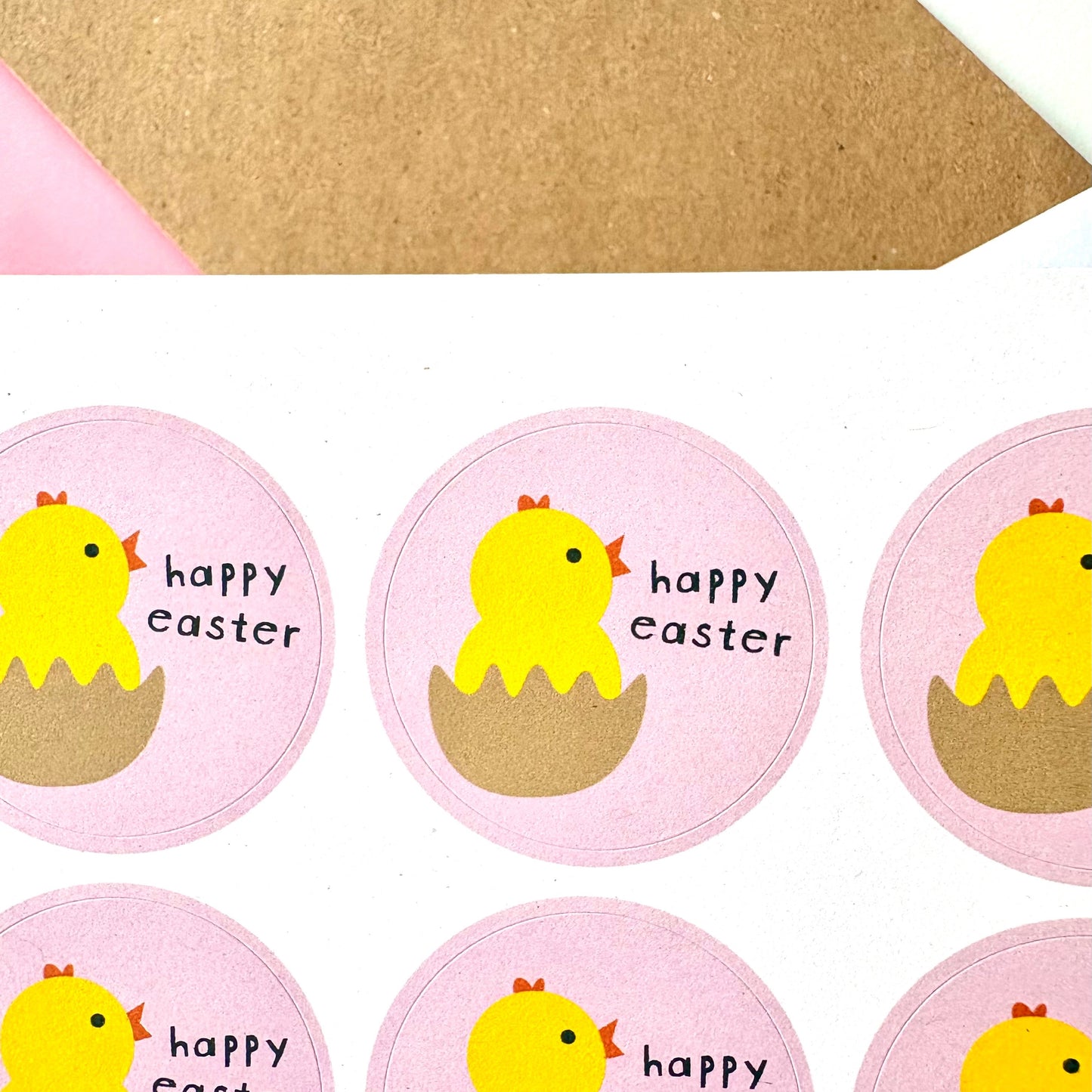40mm Chick Happy Easter Stickers
