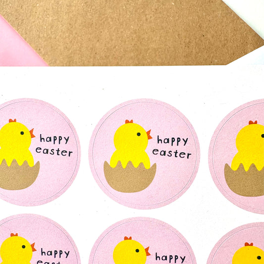 40mm Chick Happy Easter Stickers
