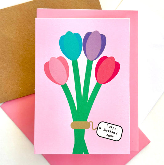 Happy Birthday Mum Flowers Card