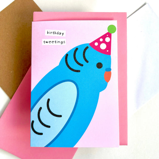 Budgie Birthday Card