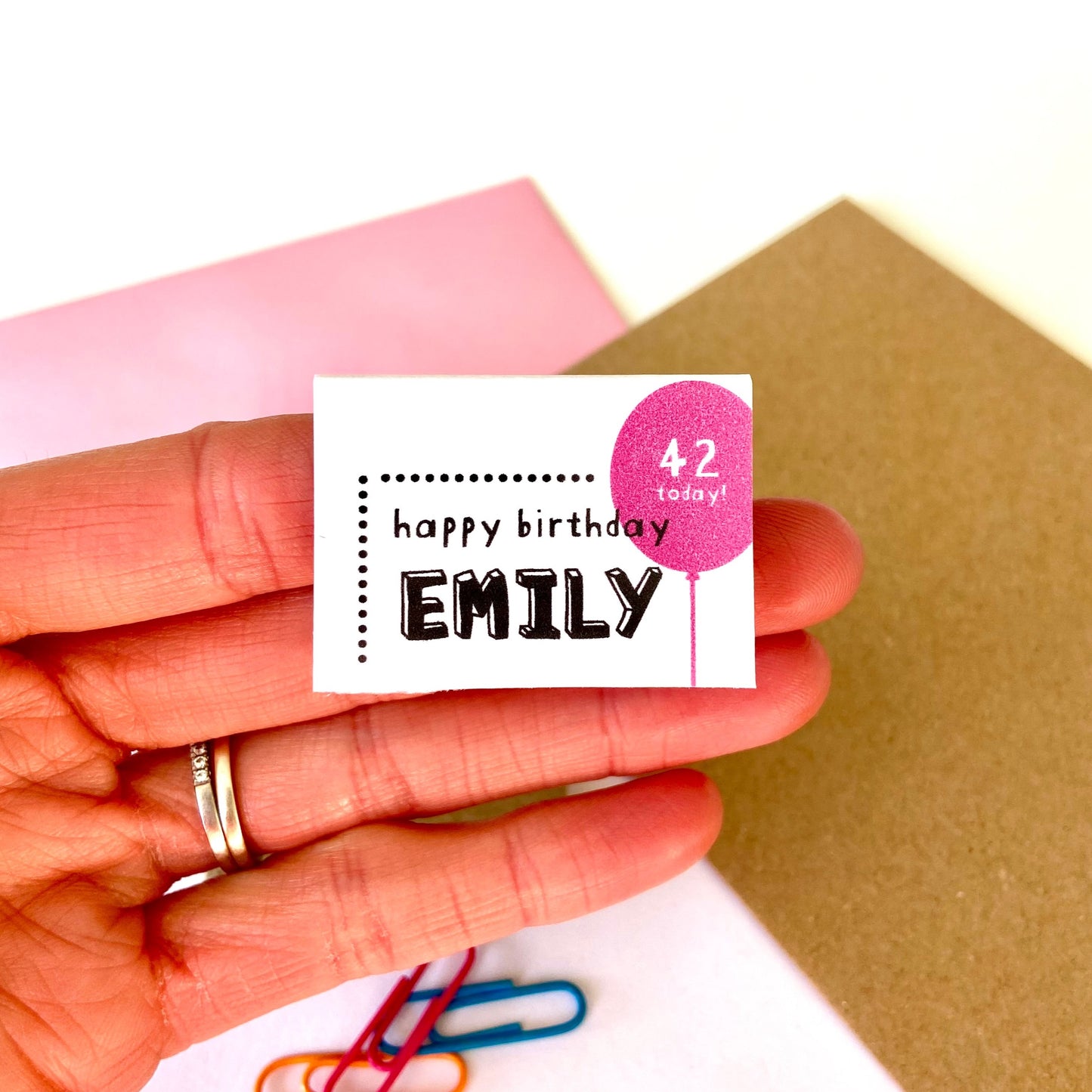 Tiny Personalised Pink Balloon Birthday Card